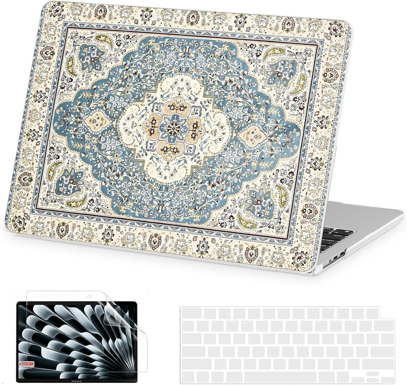 AKIT Compatible with MacBook Air 13 inch Case 2026 2025 2024-2022 M4 M3 M2 A3240 A3113 A2681, Pattern Hard Shell Laptop Case+Screen Protector+Keyboard Cover for MacBook Air 13.6 inch, EuropBlue - Image 1